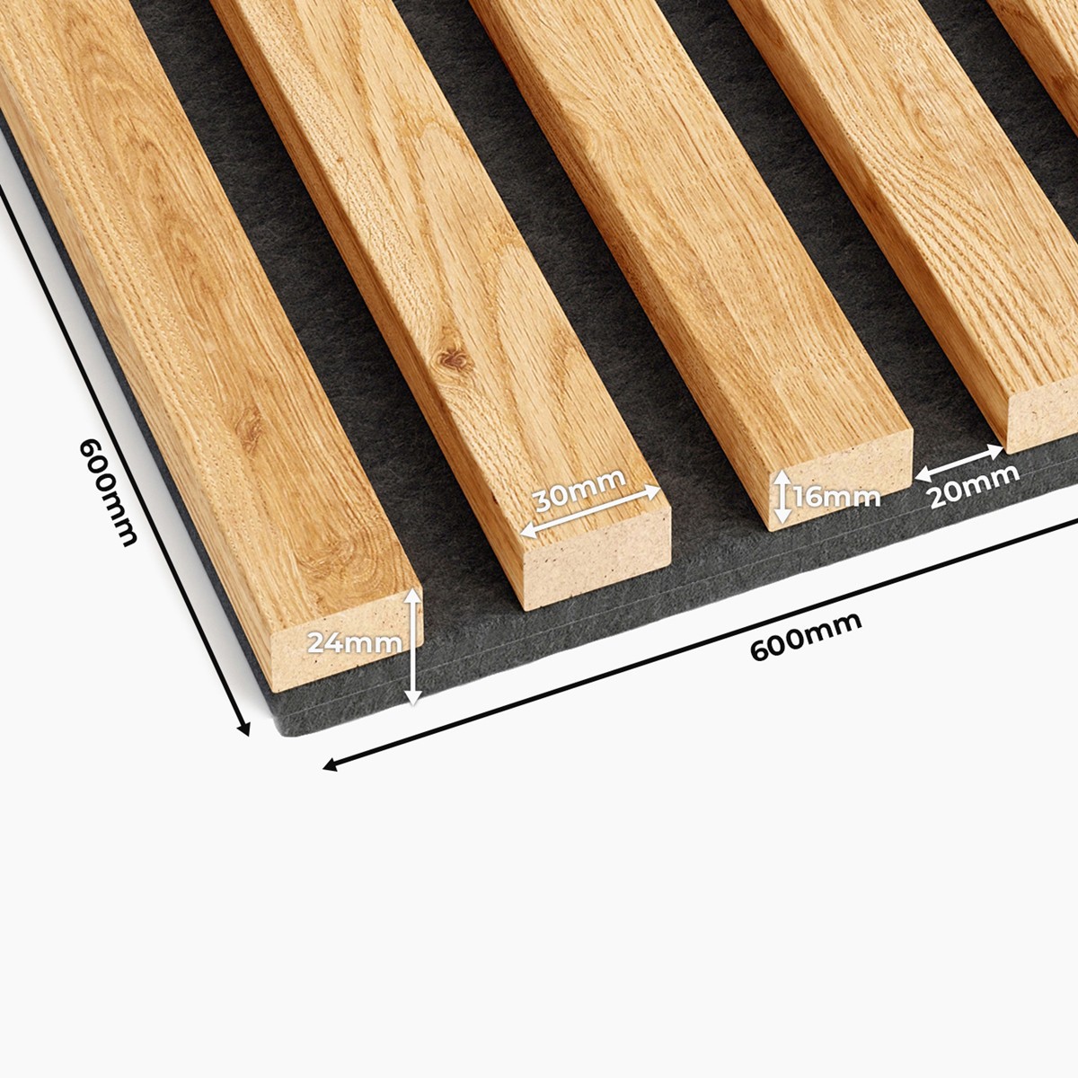 Pannelli Acustici in Legno Fonoassorbenti, rovere naturale, 60x60 cm