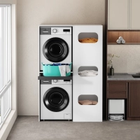 Armadio per lavatrice e asciugatrice con ripiano estraibile per bucato, BIANCO + armadio per biancheria sporca