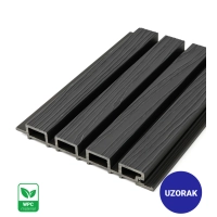 [CAMPIONE] Pannello di facciata per esterni, WPC, 219x2900 mm, NERO, effetto legno