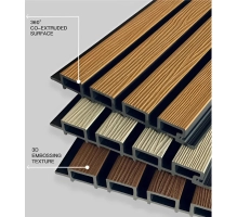 WPC fasadni panel TEAK/ČRNA, 219x2900 mm, valovita tekstura, half co-extrusion (0,63 m²)
