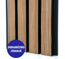 Pannello di facciata WPC TEAK/NERO, venatura effetto legno 2K26, 219x2900 mm, bicolore (0,63 m²)