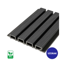 [CAMPIONE] Pannello di facciata per esterni, WPC, 219x2900 mm, NERO, effetto legno