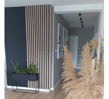 Listelli decorativi 3D, listelli in legno per pareti, soffitti o pareti divisorie (28x37 mm) (rovere sonoma)
