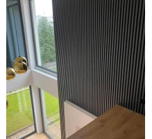 Listelli decorativi 3D, listelli in legno per pareti, soffitti o pareti divisorie (28x37 mm) (nero)
