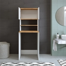 Mobile per lavatrice, bianco + rovere, MONICA, 65 x 181 x 60 cm