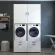 Mobile per lavatrice e asciugatrice con cassetto da 87 cm, bianco, con pannello estraibile