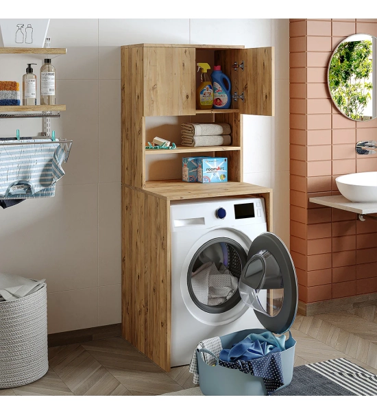 Mobile per lavatrice, rovere, MONICA, 65 x 181 x 60 cm