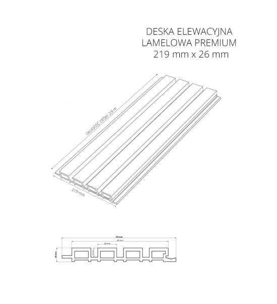 Rivestimento di facciata in WPC, 219x26x2900mm, bianco (0,63 m²)