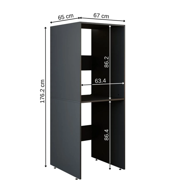 Cabinet for washer and dryer ECO, black, 176x67x65 cm