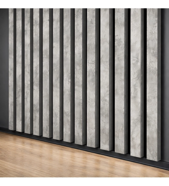 Listelli decorativi 3D, listelli in legno per pareti, soffitti o pareti divisorie (28x37 cm) (cemento/loft)