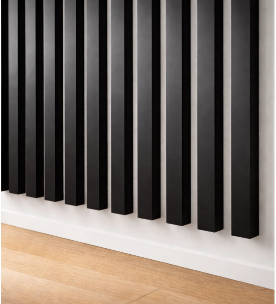 Listelli decorativi 3D, listelli in legno per pareti, soffitti o pareti divisorie (28x37 mm) (nero)