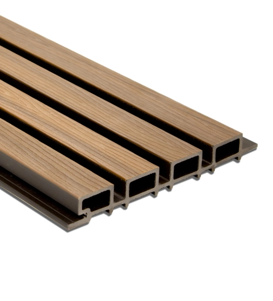 WPC fasadni panel TEAK/ČRNA, 219x2900 mm, valovita tekstura, half co-extrusion (0,63 m²)