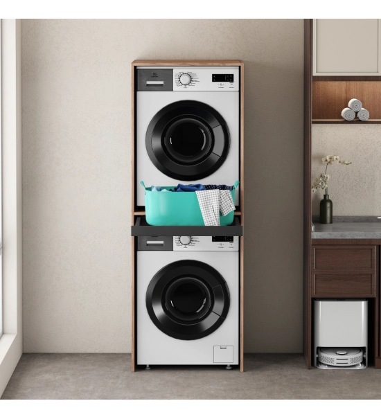 Mobile a colonna per lavatrice e asciugatrice, rovere