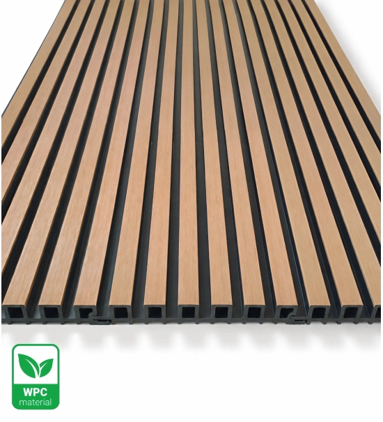 Pannello di facciata WPC TWIX SLIM, ROVERE CHIARO con fughe nere, 6 doghe sottili (0,64 m²)