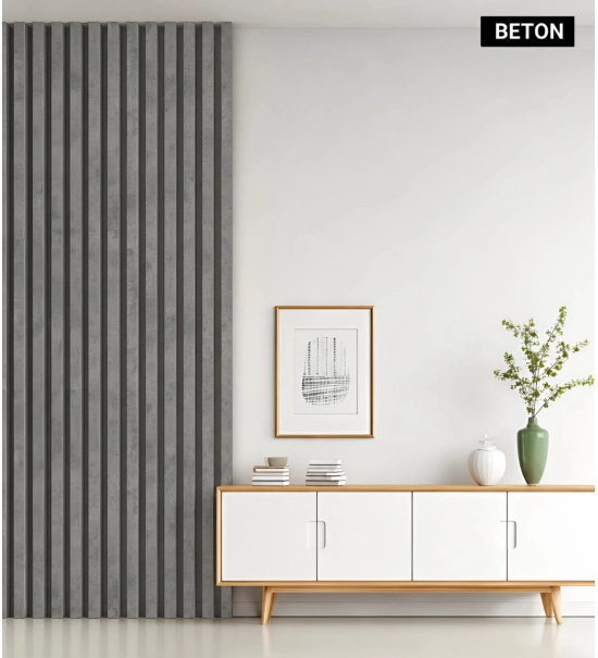 Listelli decorativi 3D, listelli in legno per pareti, soffitti o pareti divisorie (28x37 cm) (cemento/loft)
