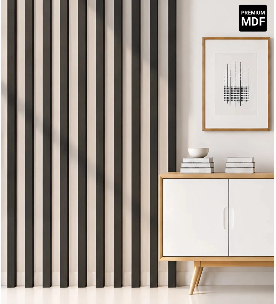 Listelli decorativi 3D, listelli in legno per pareti, soffitti o pareti divisorie (28x37 mm) (nero)