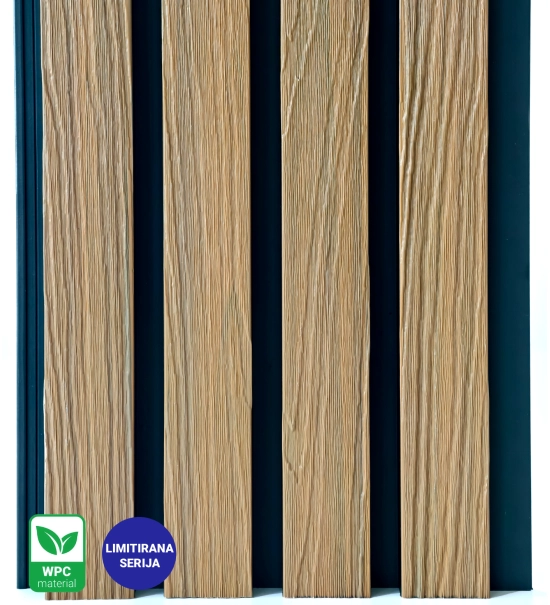 Pannello di facciata WPC TEAK/NERO, venatura effetto legno 2K26, 219x2900 mm, bicolore (0,63 m²)