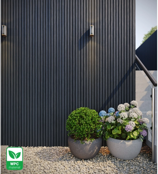 Pannello di facciata WPC, 219x2900 mm, NERO finitura liscia (0,63 m²)