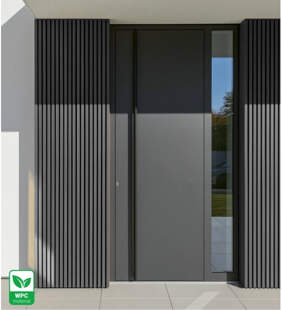Pannello di facciata WPC TWIX SLIM, GRIGIO con fughe nere, 6 doghe sottili (0,64 m²)