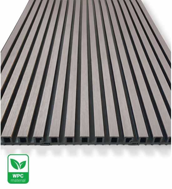 Pannello di facciata WPC TWIX SLIM, GRIGIO con fughe nere, 6 doghe sottili (0,64 m²)