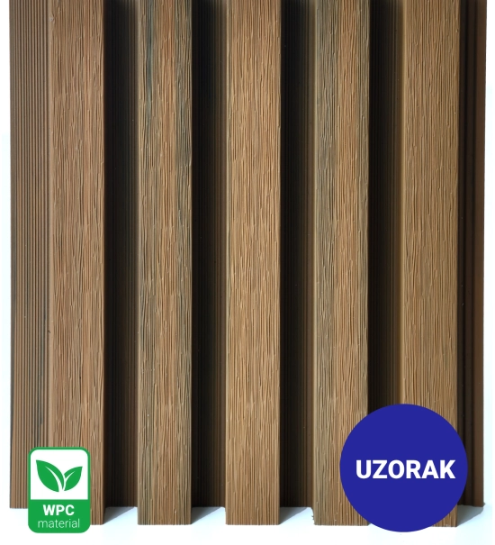 [CAMPIONE] Pannello di facciata WPC TEAK TWIX MINI, 5 doghe, 217x2900 mm, finitura spazzolata