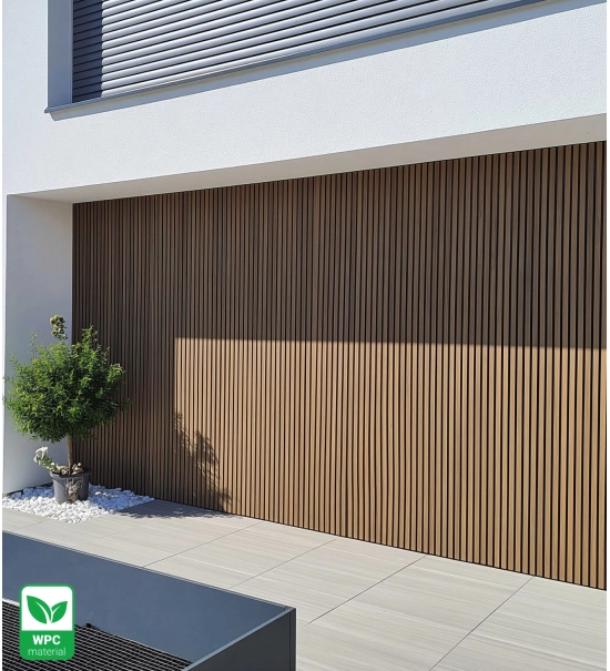 Pannello di facciata WPC TEAK/NERO, venatura effetto legno 2K26, 219x2900 mm, bicolore (0,63 m²)