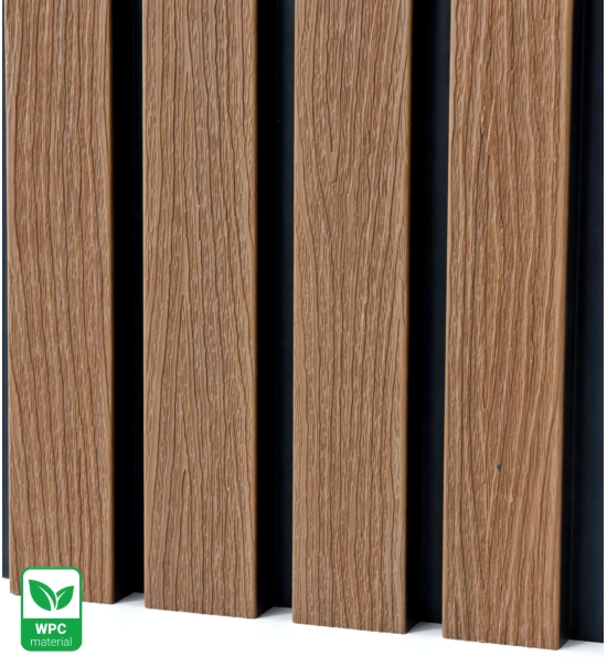 Pannello per facciata in WPC DARK TEAK/NERO, 219x2900 mm, texture ondulata, half co-extrusion (0,63 m²)