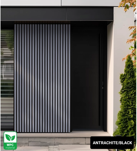 Pannello per facciata in WPC GRIGIO/NERO, 219x2900 mm, texture ondulata, half co-extrusion (0,63 m²)