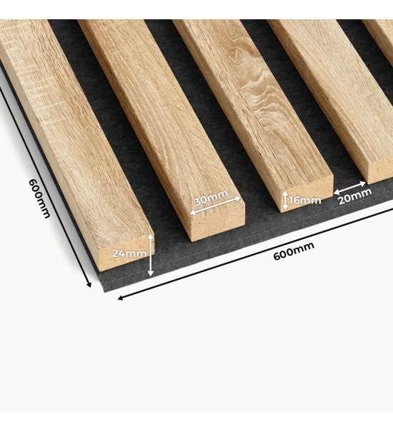 Pannelli Acustici in Legno Fonoassorbenti, rovere sonoma, 60x60cm