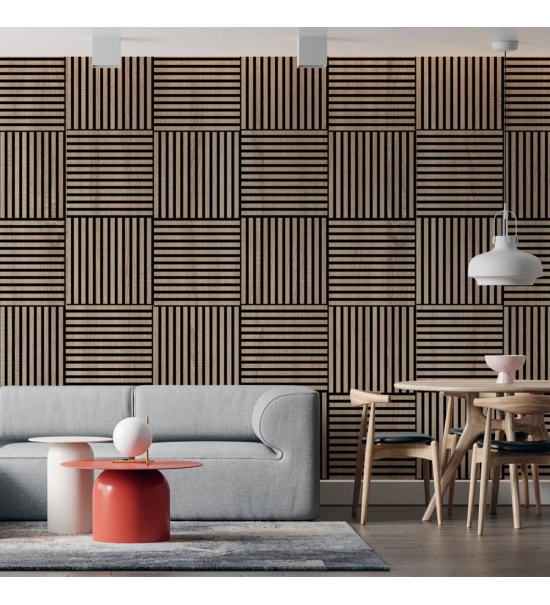 Pannelli Acustici in Legno Fonoassorbenti, rovere sonoma, 60x60cm