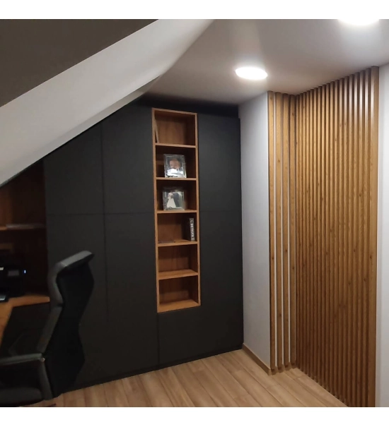 Listelli decorativi 3D, listelli in legno per pareti, soffitti o pareti divisorie (28x37 mm) (craft rovere)