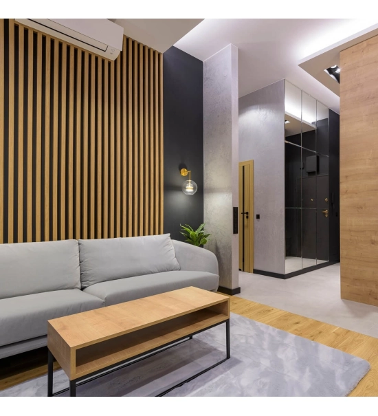 Listelli decorativi 3D, listelli in legno per pareti, soffitti o pareti divisorie (28x37 mm) (craft rovere)