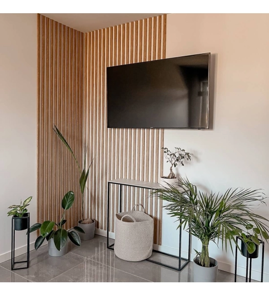 Listelli decorativi 3D, listelli in legno per pareti, soffitti o pareti divisorie (28x37 mm) (craft rovere)